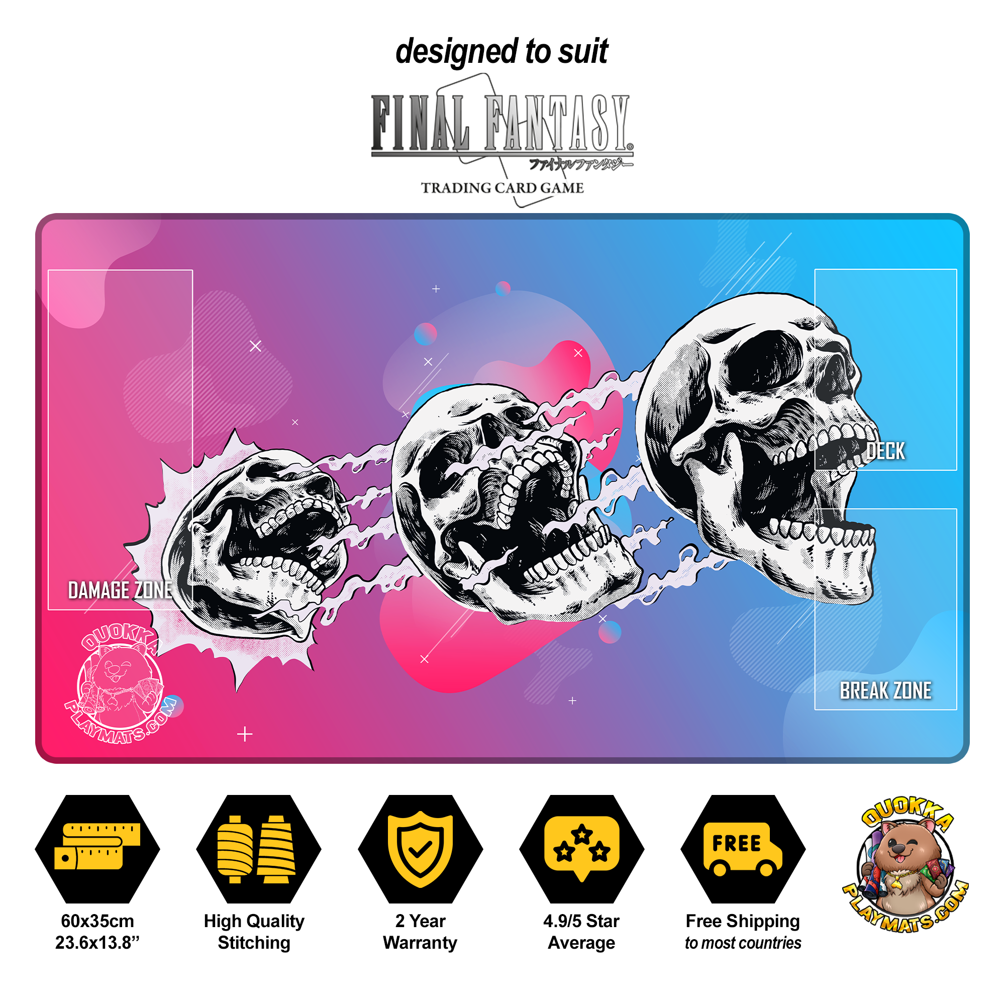 3 Skulls Design - Final Fantasy Quokka TCG Playmat