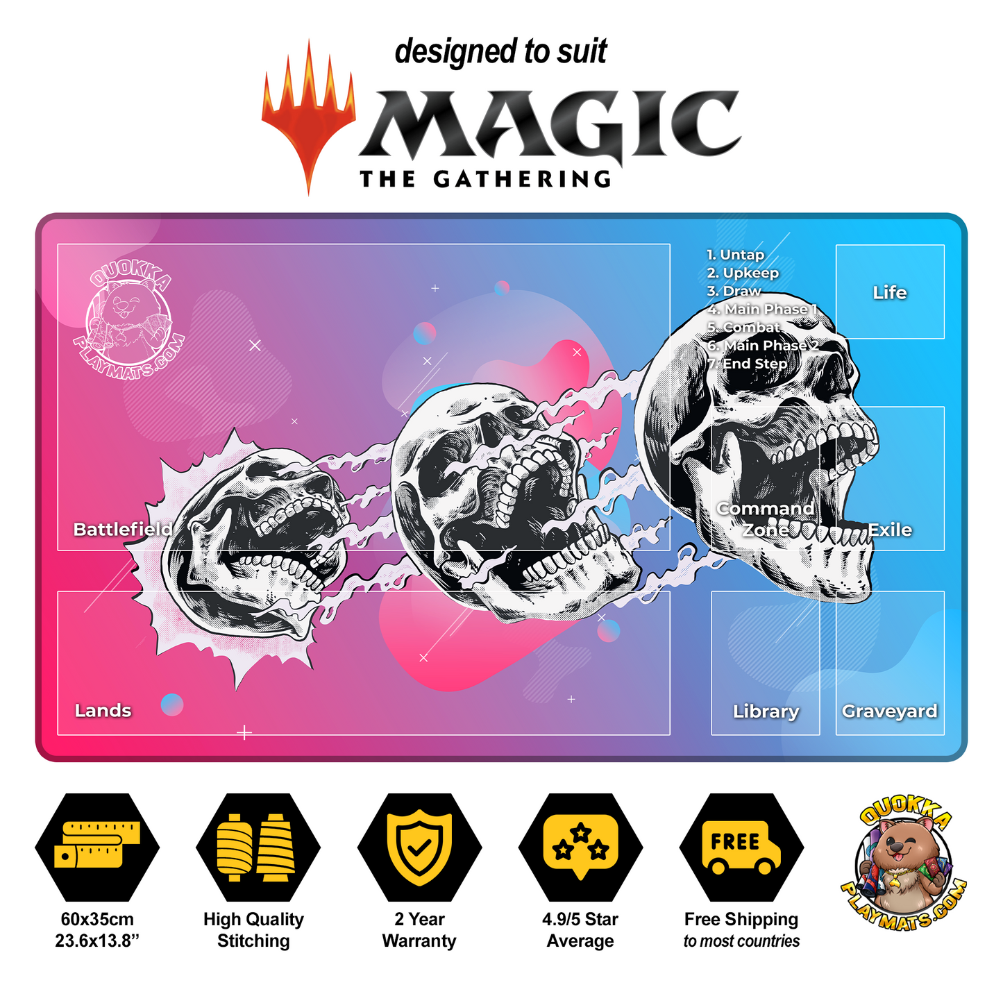 3 Skulls Design - Magic: The Gathering Quokka TCG Playmat