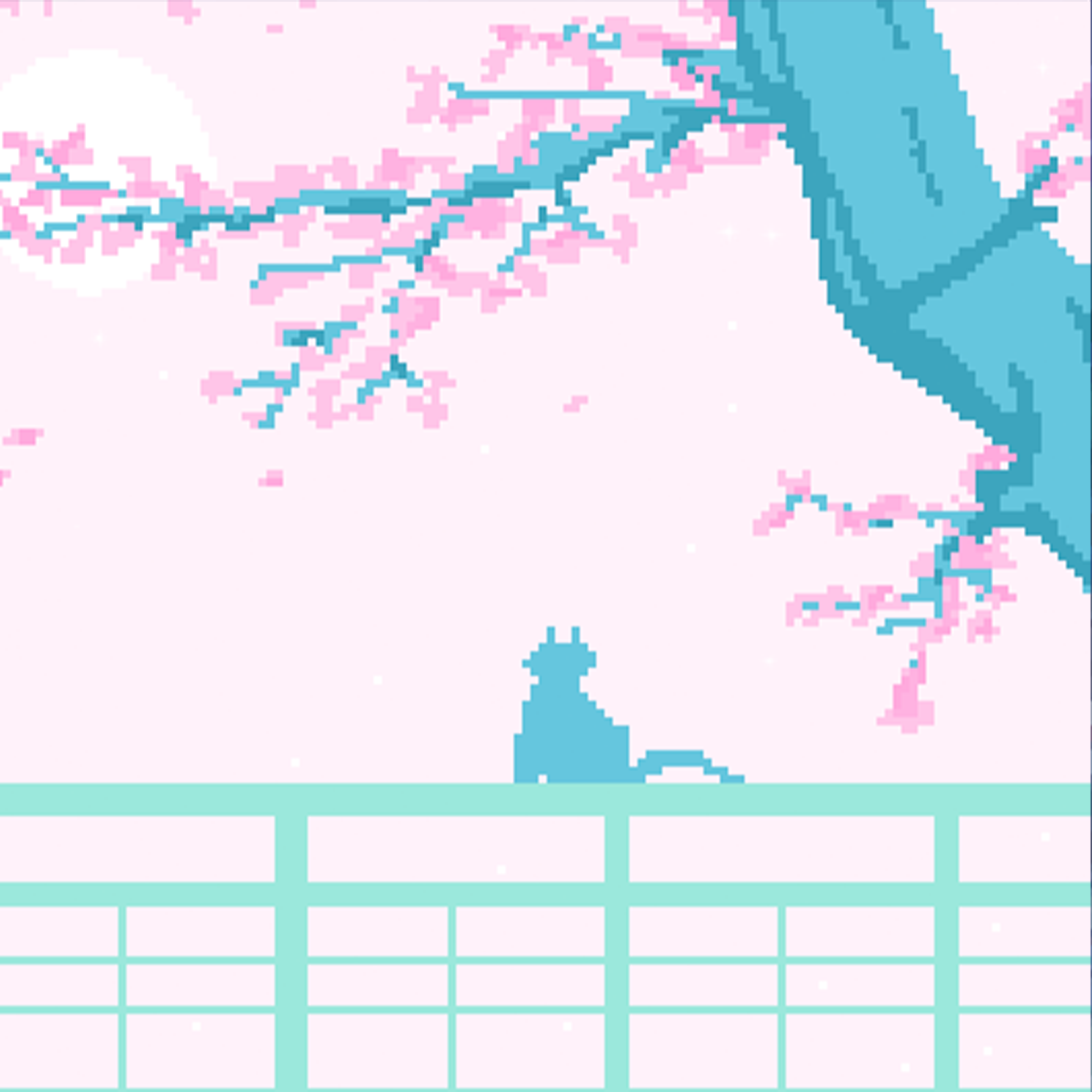 Pixel Cherry Blossom Scenery Design Mousepad Deskmat