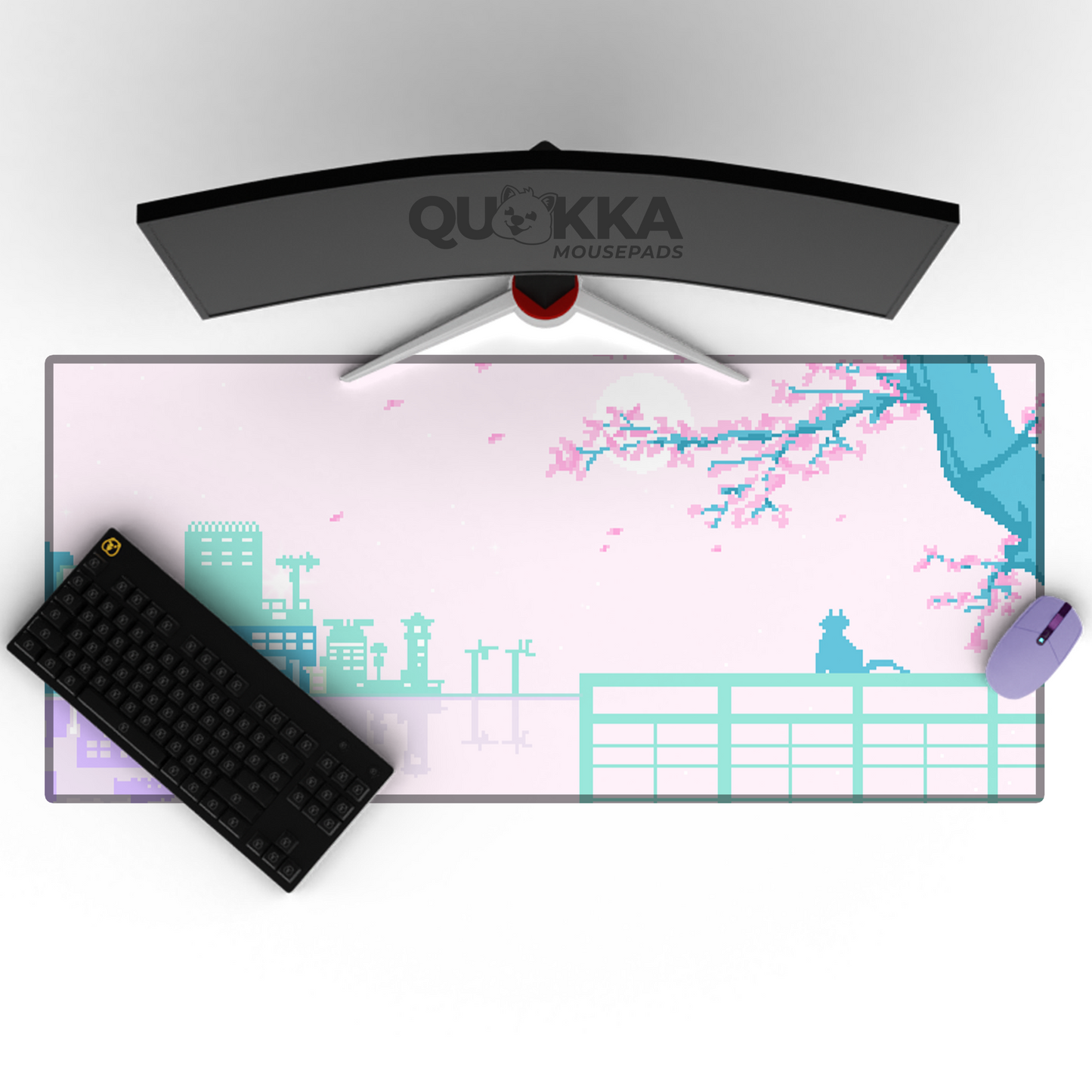 Pixel Cherry Blossom Scenery Design Mousepad Deskmat