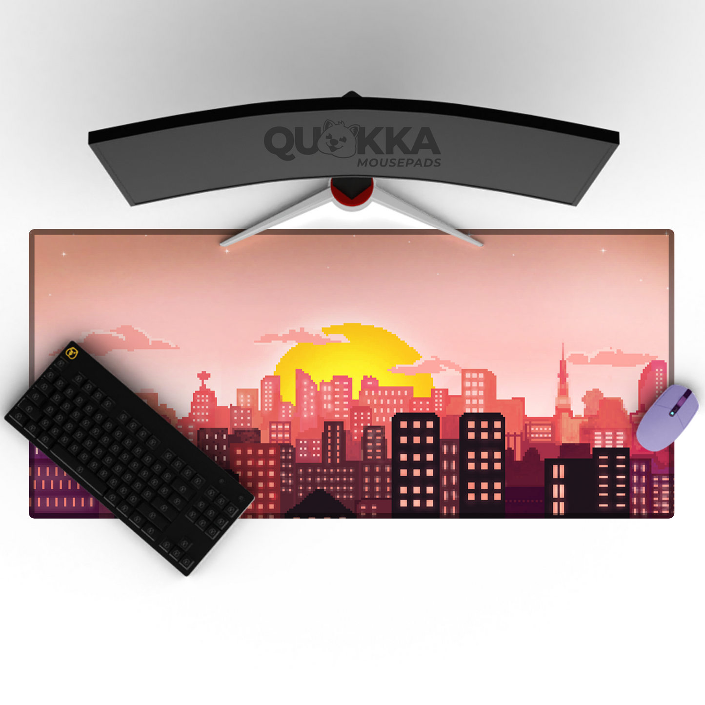 Pixel Art City Sunset Design Mousepad Deskmat