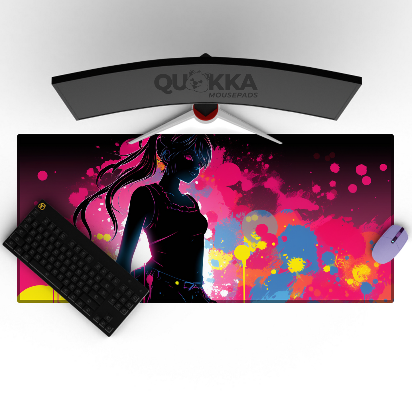 Silhouette Anime Girl Pop Art Design Mousepad Deskmat