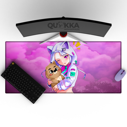 A Girl And Her Quokka Plushie Design Mousepad Deskmat