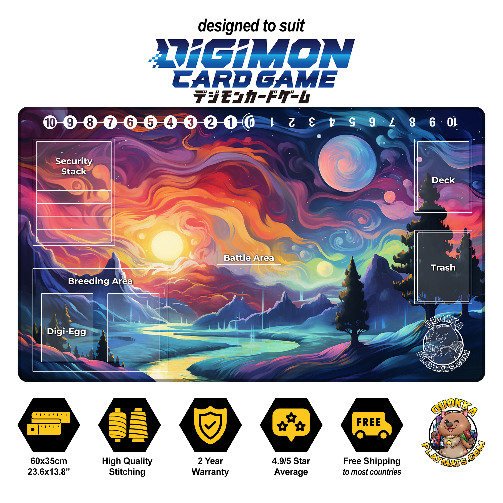 Artistic Landscape Design - Digimon Quokka TCG Playmat