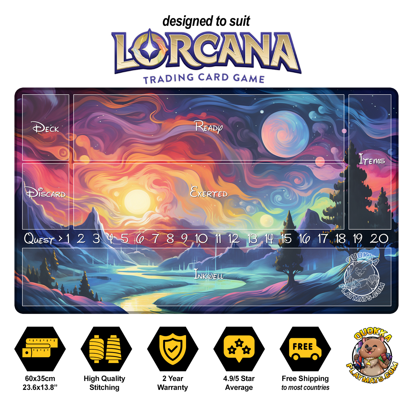 Artistic Landscape Design - Lorcana Quokka TCG Playmat