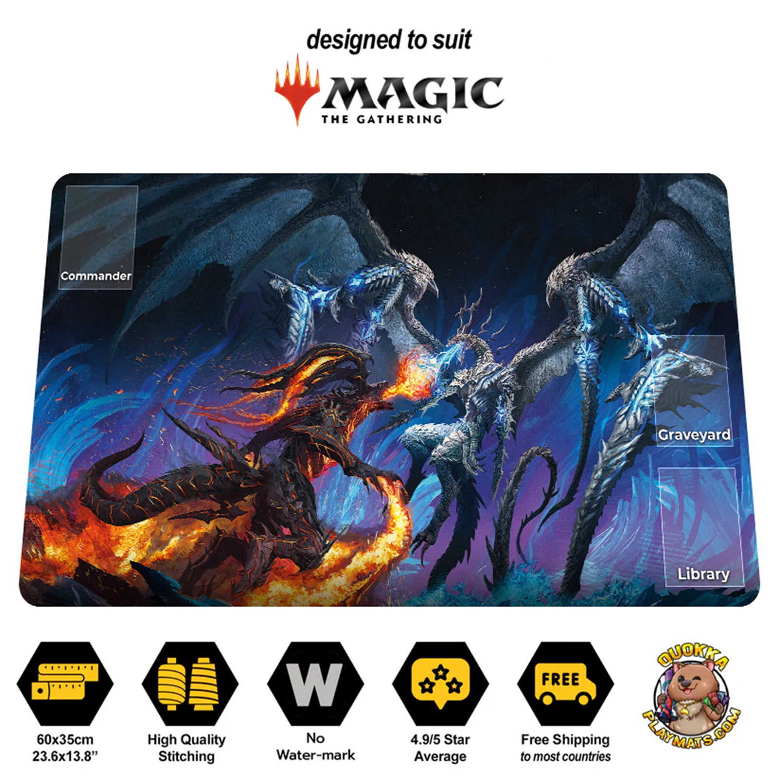 Bahamut Ifrit - Magic: The Gathering TCG Playmat