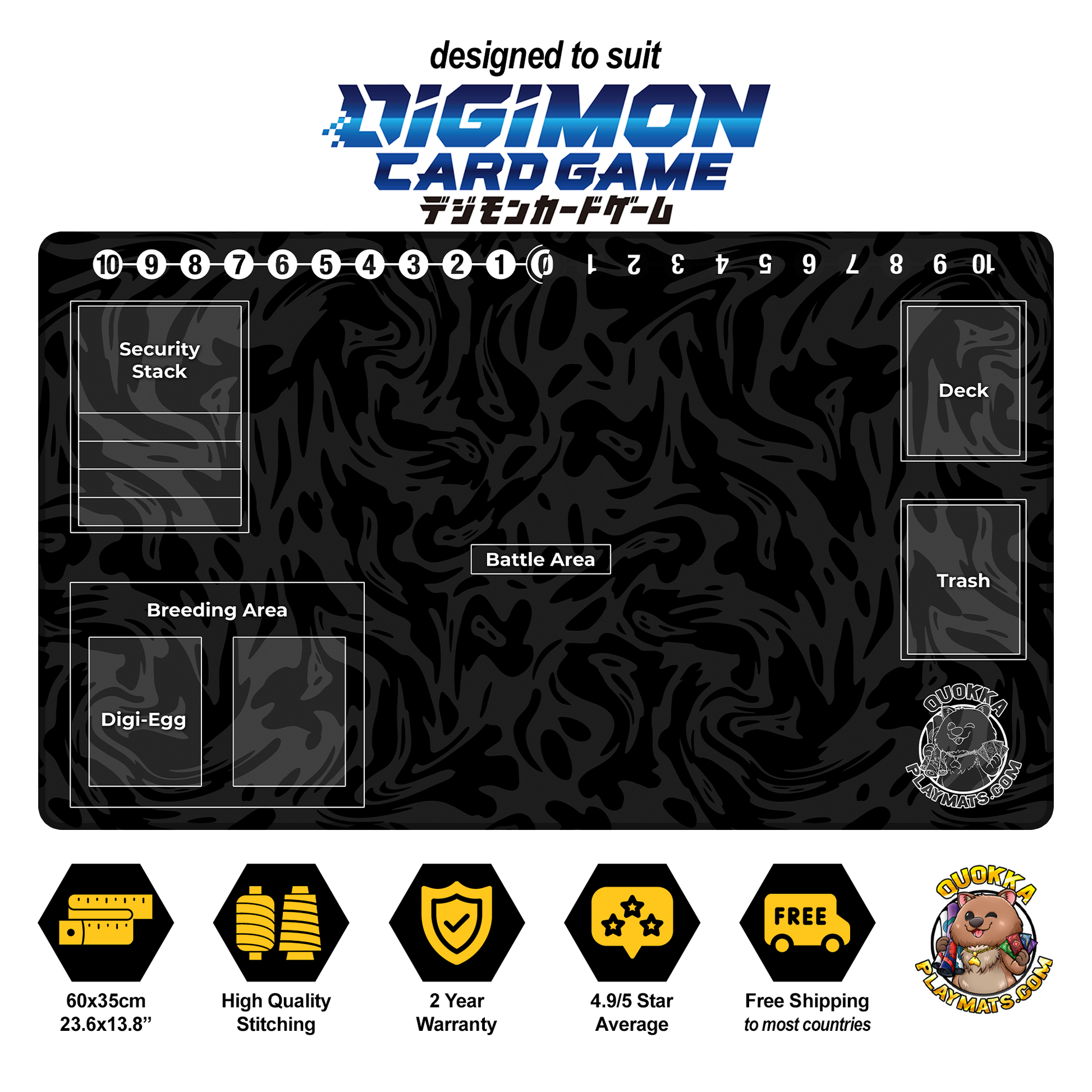 digimon card playmat Black Swirl Design