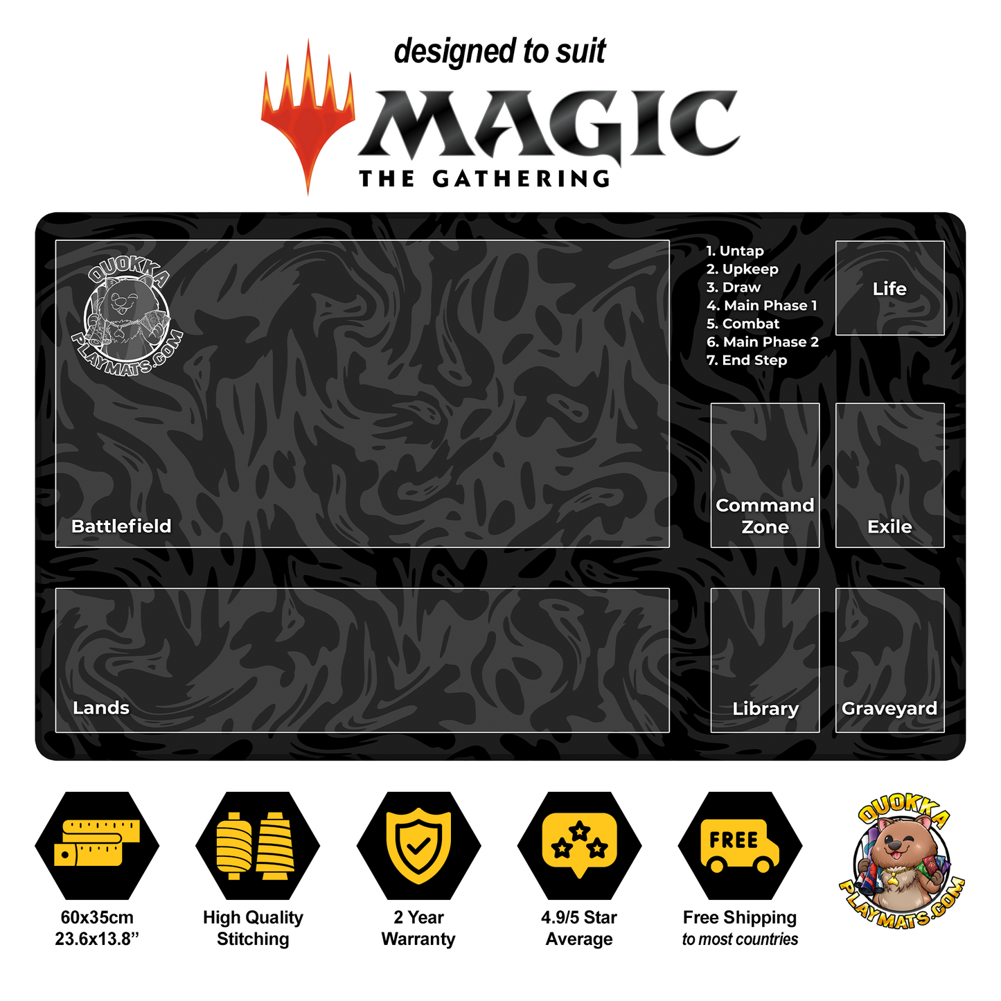 Black Swirl Design - Magic: The Gathering Quokka TCG Playmat