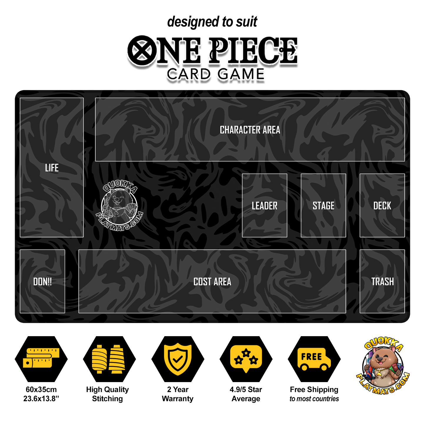 Black Swirl Design - One Piece Quokka TCG Playmat