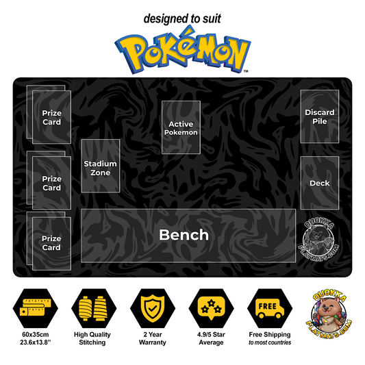 Black Swirl Design - Pokémon Quokka TCG Playmat
