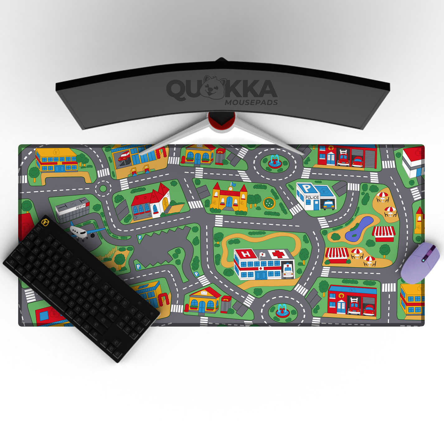 Kids Car Town from Childhood - Mousepad Deskmat Playmat (artist designed)