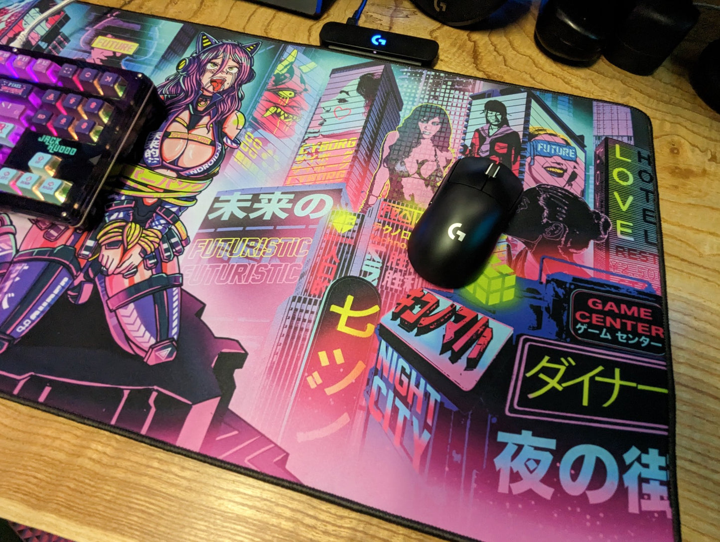 Tied Up Anime Girl Cyberpunk Design Mousepad Deskmat