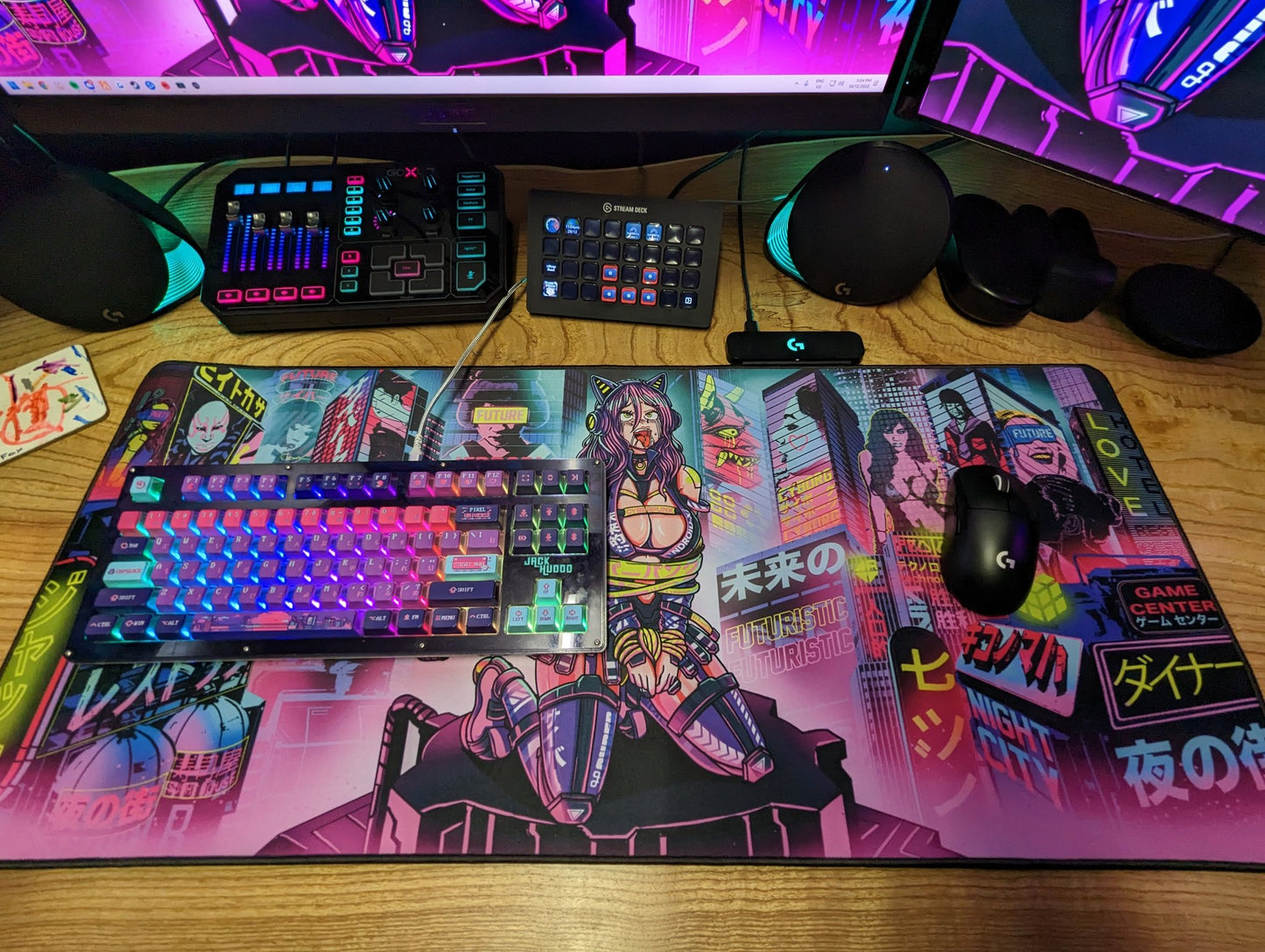 Tied Up Anime Girl Cyberpunk Design Mousepad Deskmat