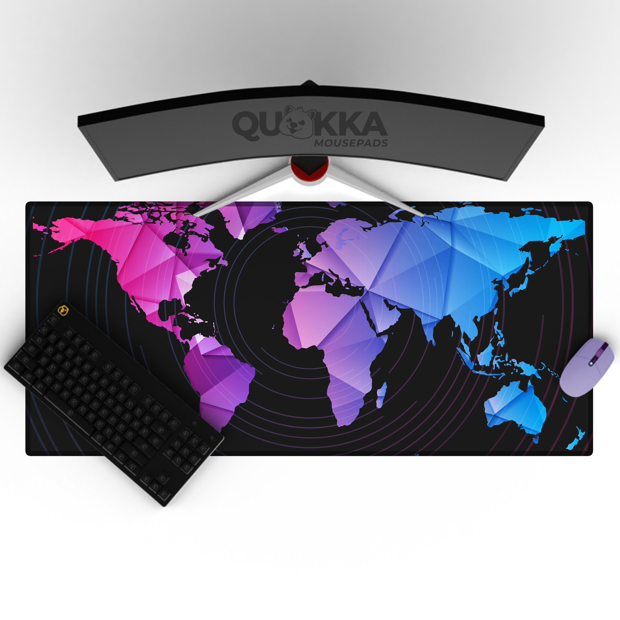 Low Poly World Map Mousepad Deskmat