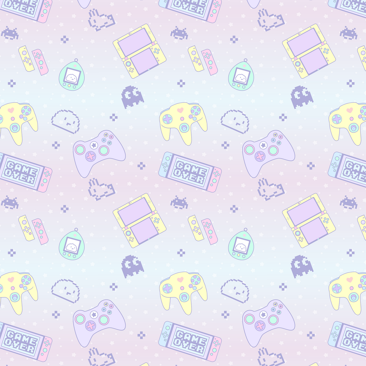 Cute Gaming Pattern Design Mousepad (Blue) Deskmat