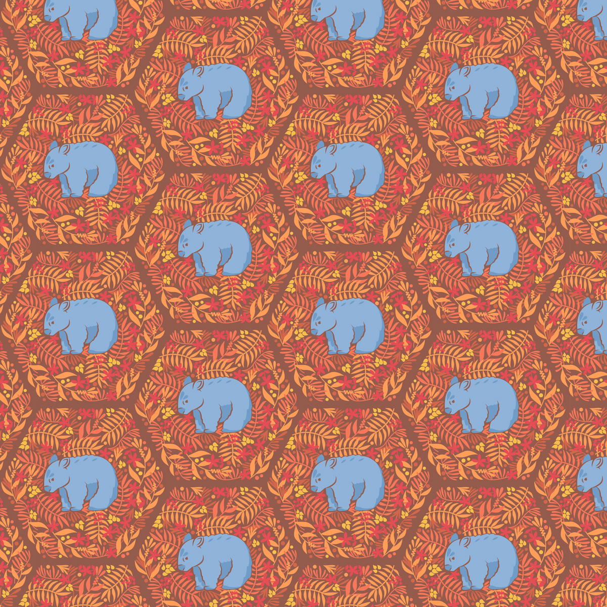 Wombat Leadlight Pattern Australian Wombat Pattern Design Mousepad Deskmat