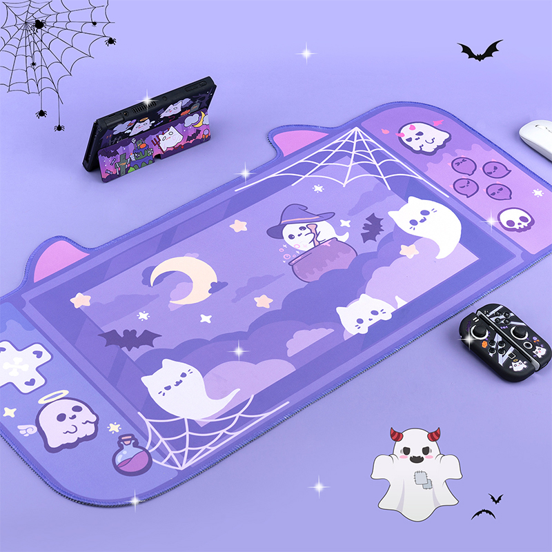 Cute Halloween Ghost Switch Design Mousepad 80x40cm (32 x 16 Inches)