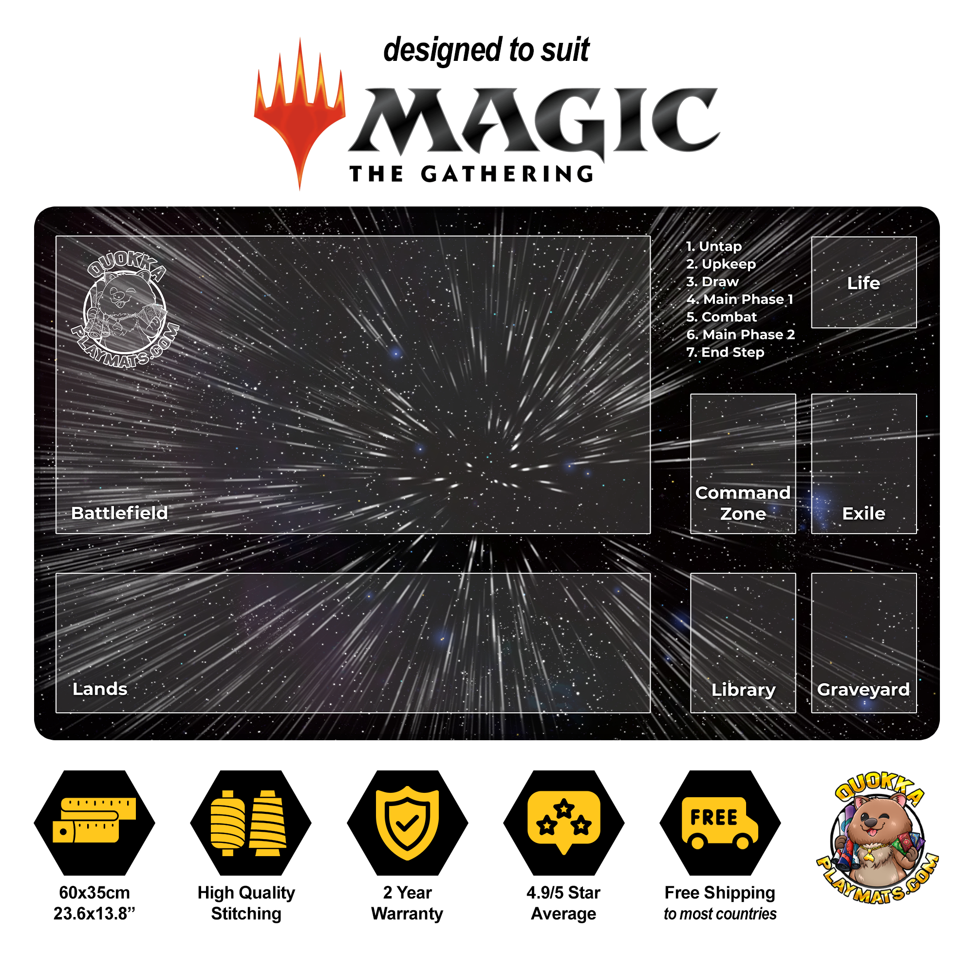 Space Travel Design - Magic: The Gathering Quokka TCG Playmat
