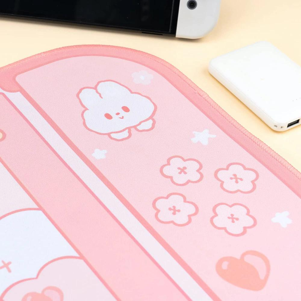 Kawaii Pink Bunnies Switch Design Mousepad 80x40cm (32 x 16 Inches)