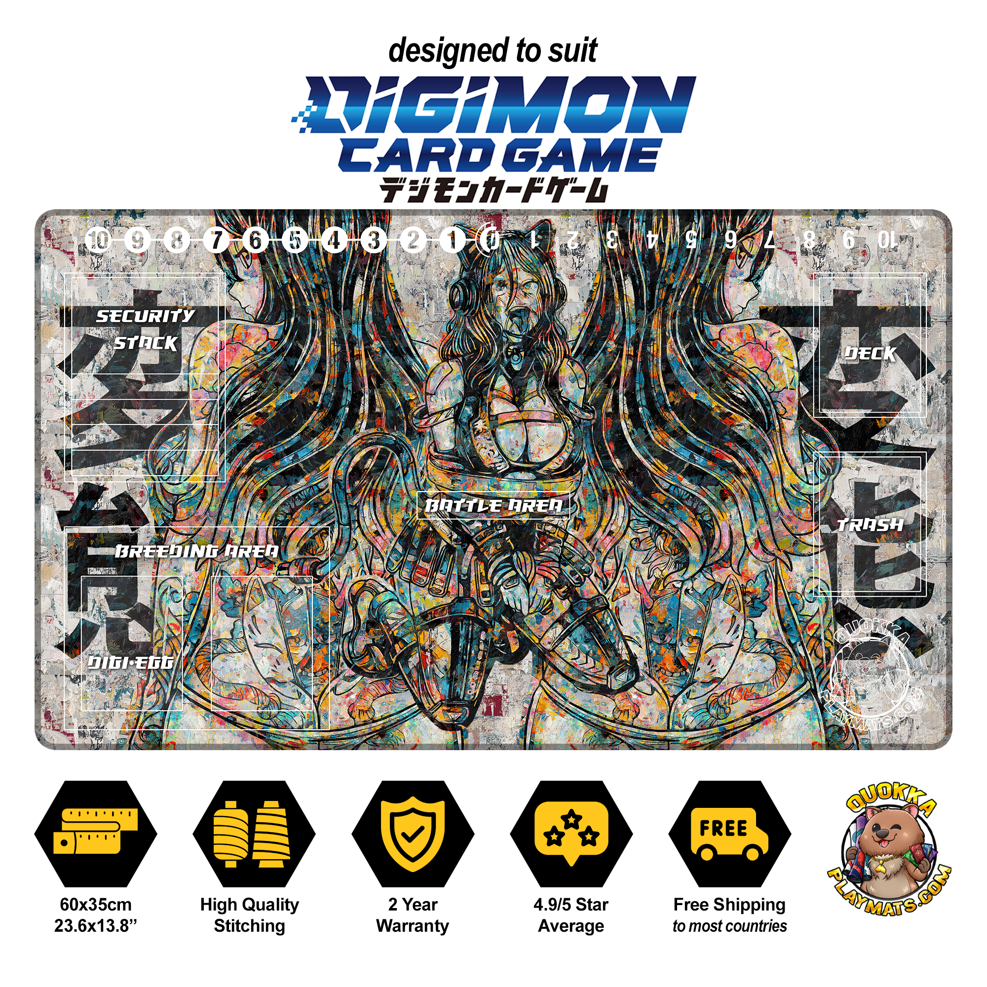 Anime Girls Artistic Design - Digimon Quokka TCG Playmat