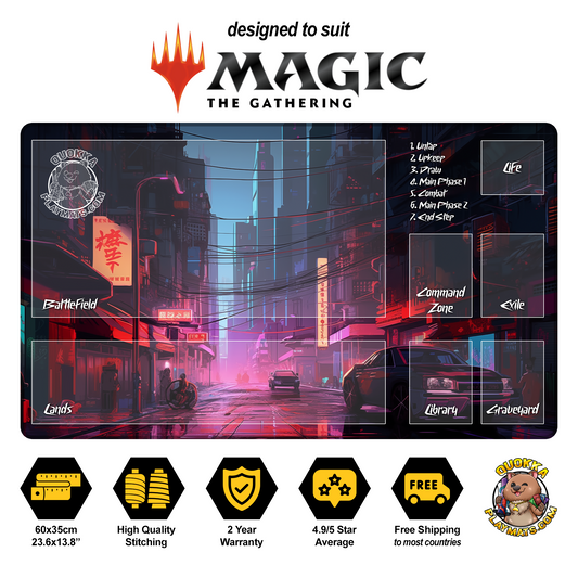 Cyberpunk City Design - Magic: The Gathering Quokka TCG Playmat