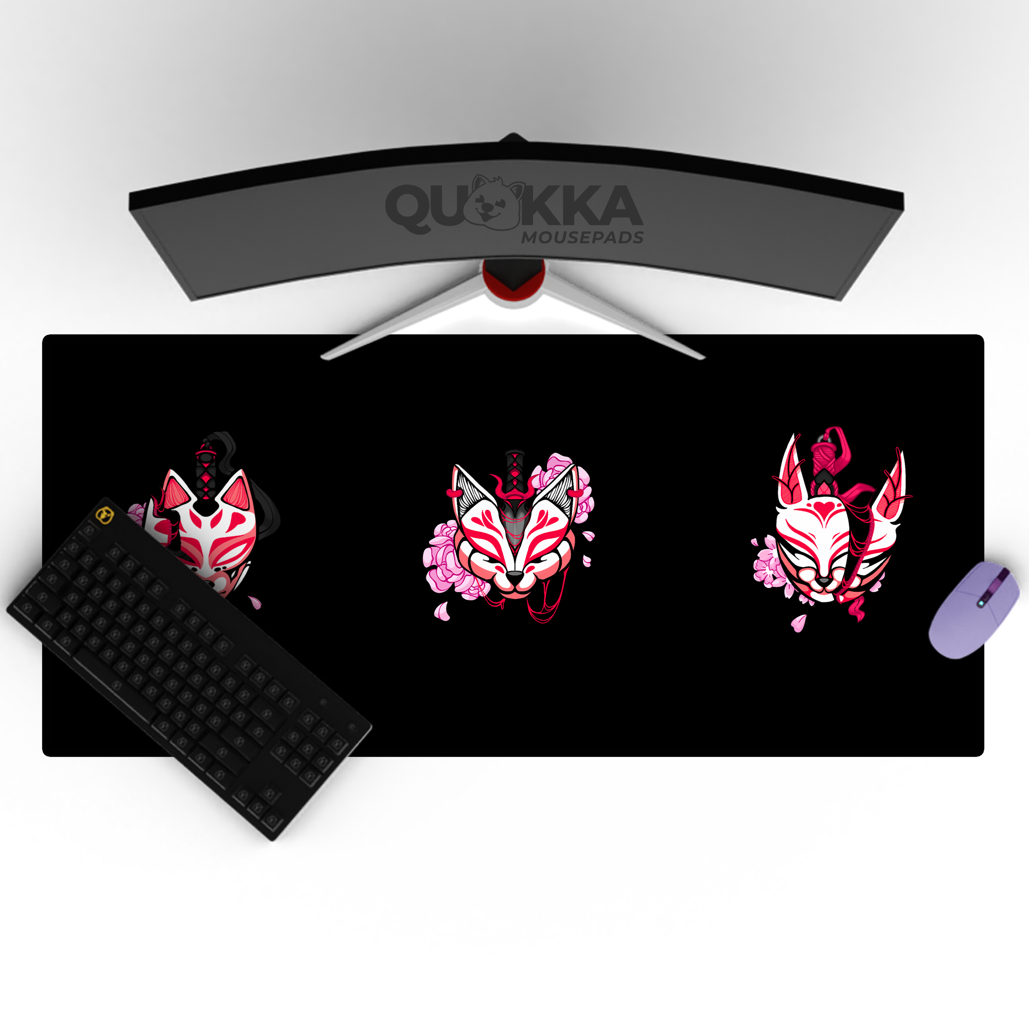 Kitsune Mask Design Mousepad Deskmat