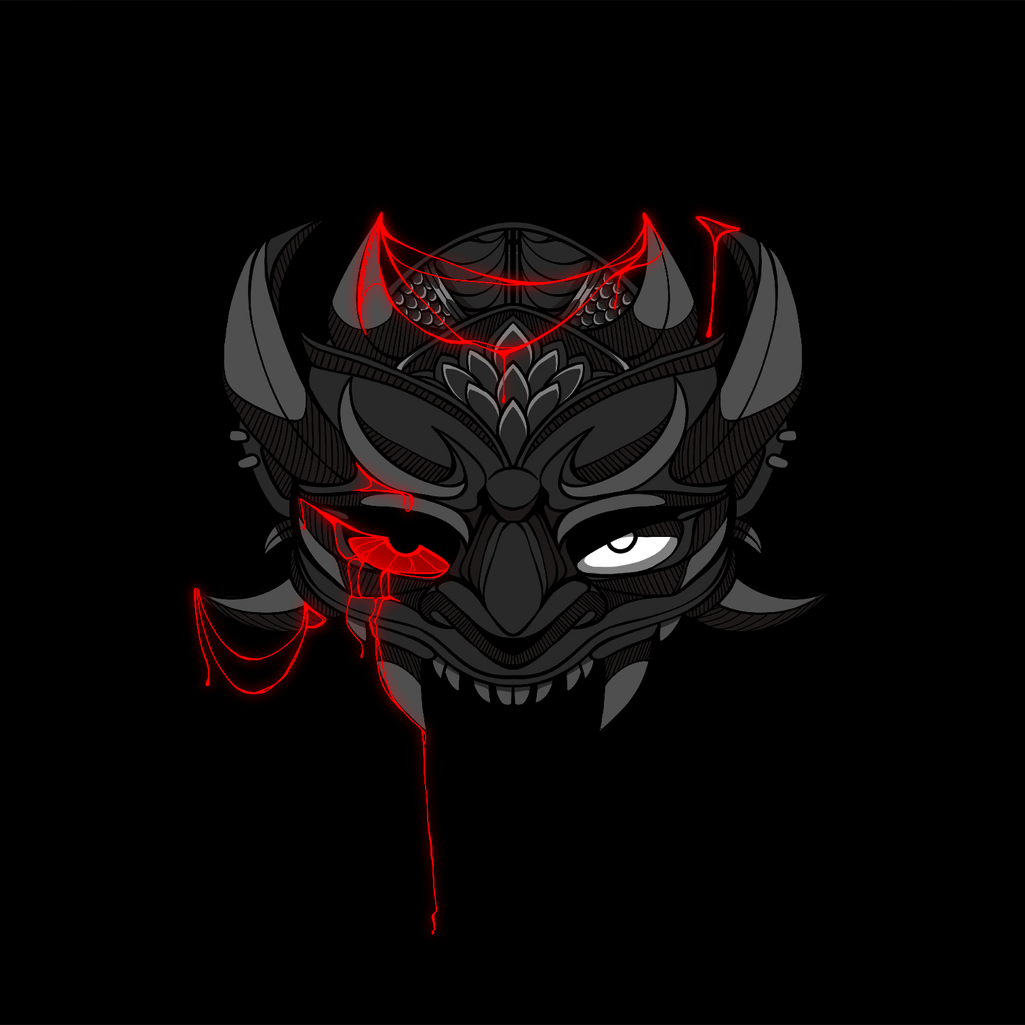 Japanese Oni Mask Design Mousepad Deskmat