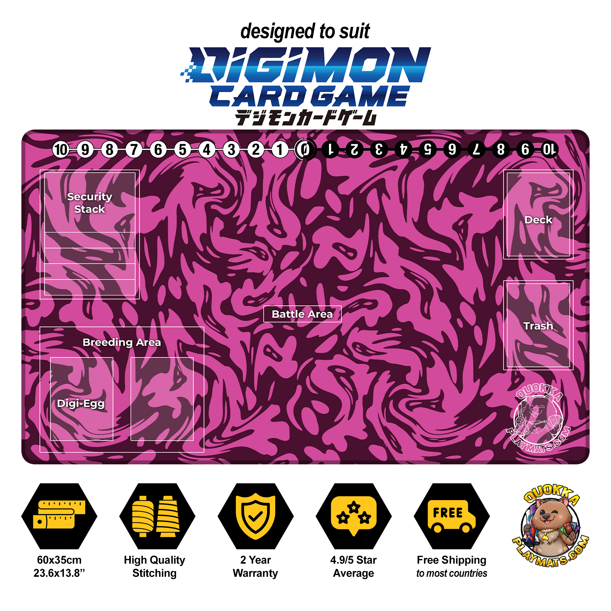 Purple Swirl Design - Digimon Quokka TCG Playmat