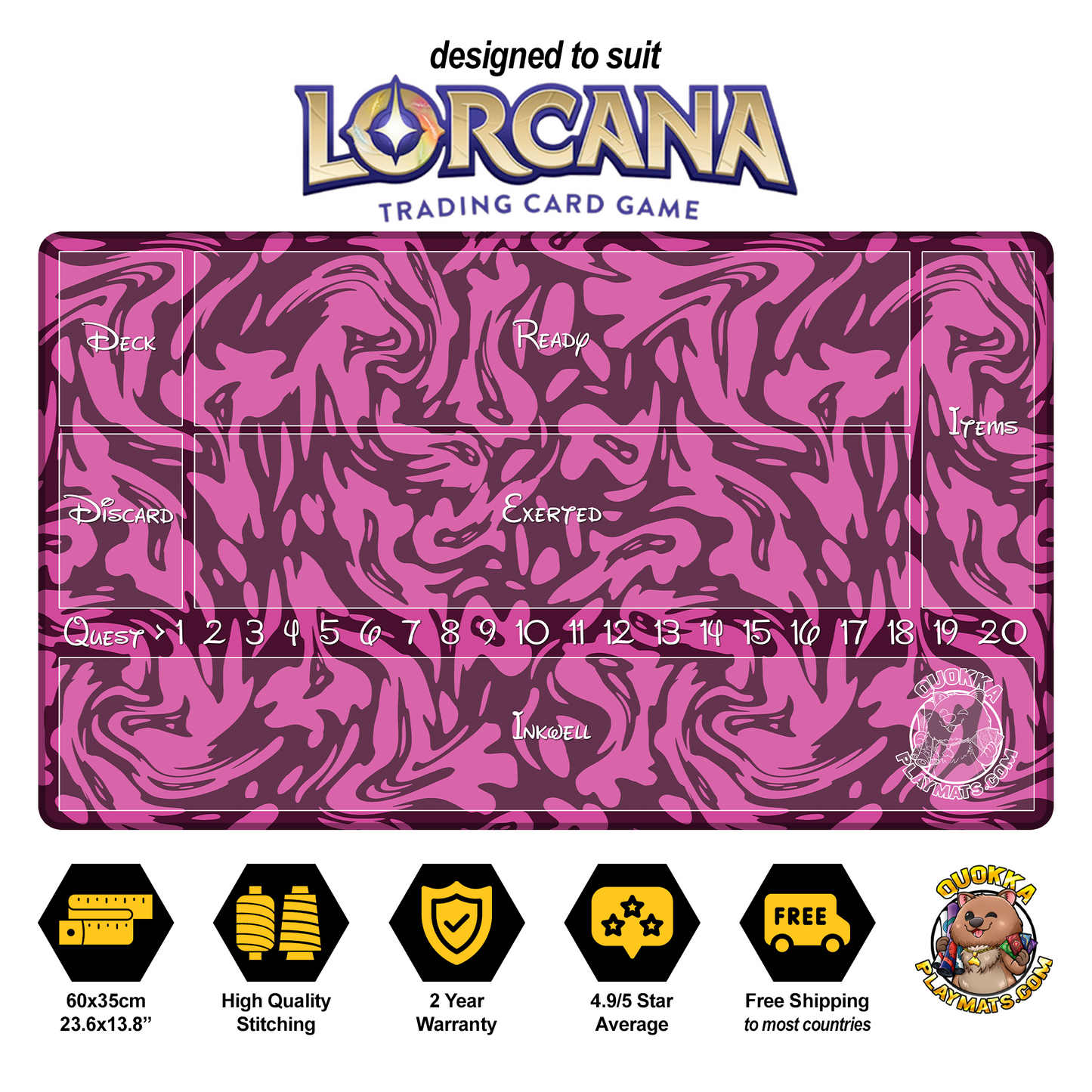 Purple Swirl Design - Lorcana Quokka TCG Playmat