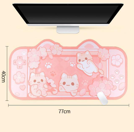 Kawaii Pink Kittens Design Mousepad 80x40cm (32 x 16 Inches)