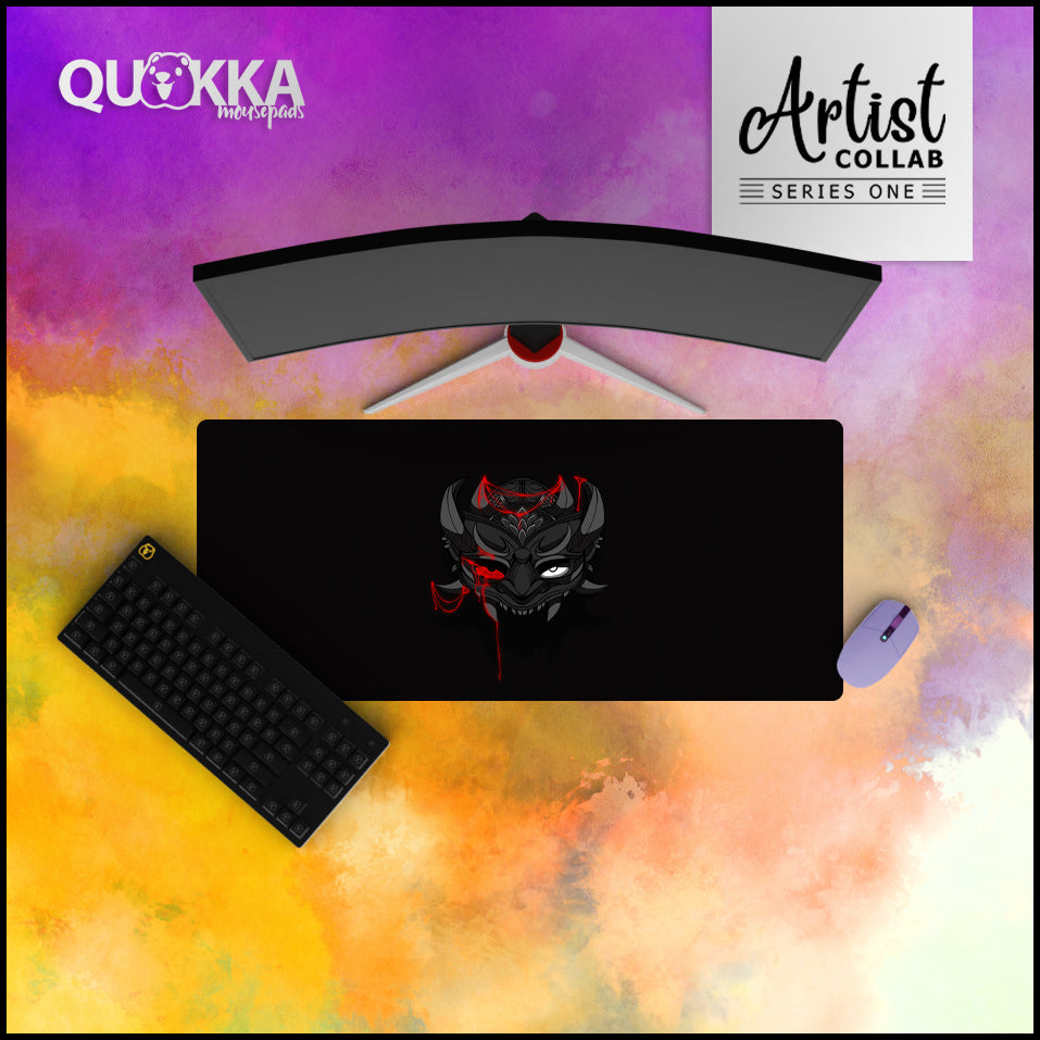 Japanese Hannya, Oni Demon Mask Design Mousepad | Artist Collab x Ame